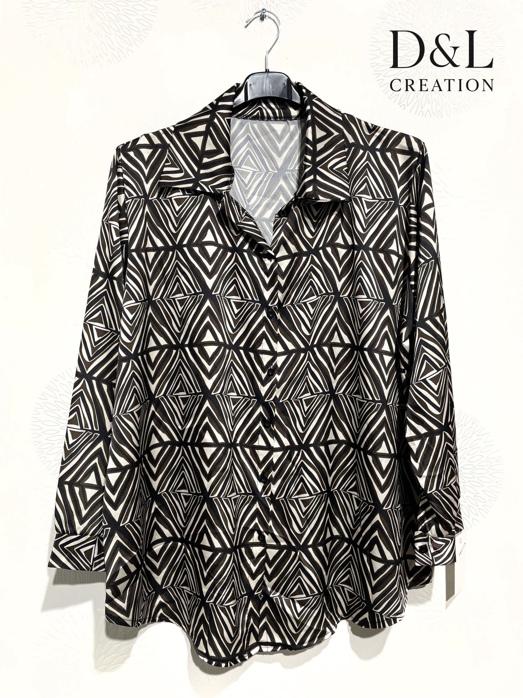 Printed satin shirt sizes 38 to 48 i Plus Size