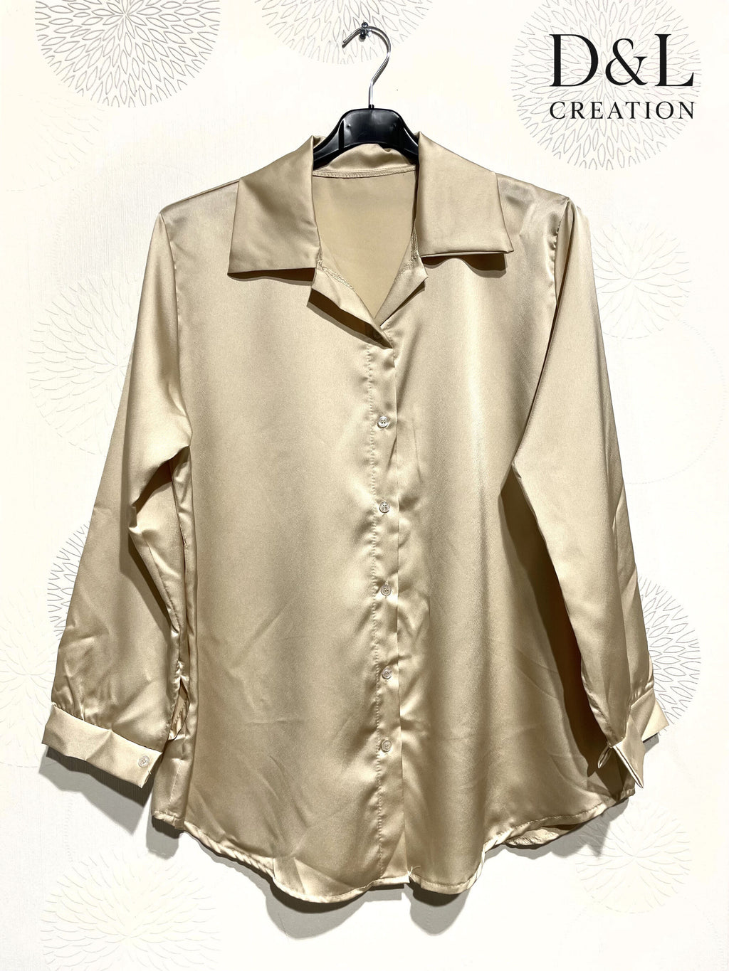 Solid Satin Skjorta i Plus Size