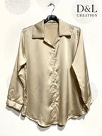 Solid Satin Skjorta i Plus Size