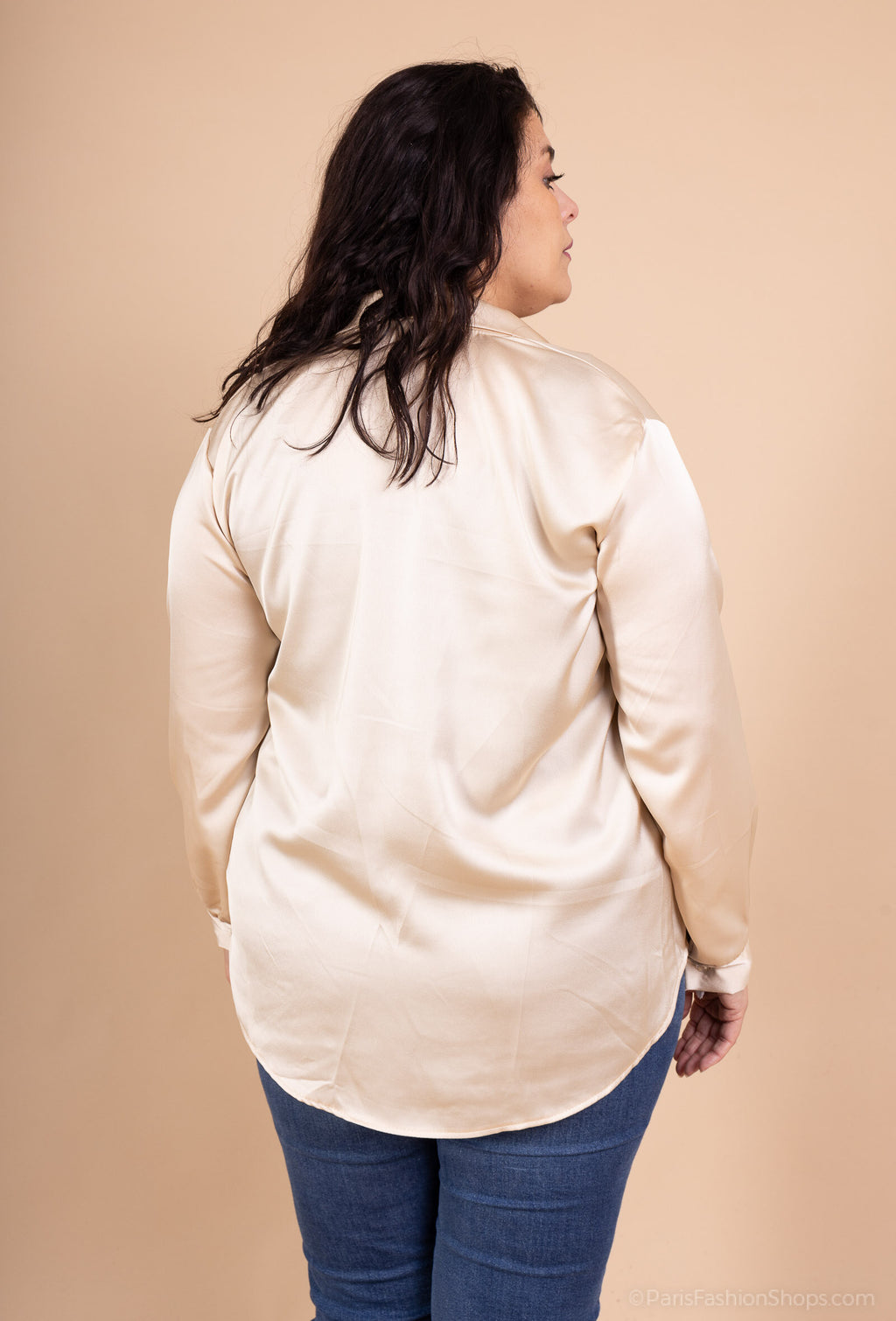 Solid satin skjorta i stor storlek 38 till 48