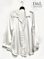 Solid satin skjorta i stor storlek 38 till 48