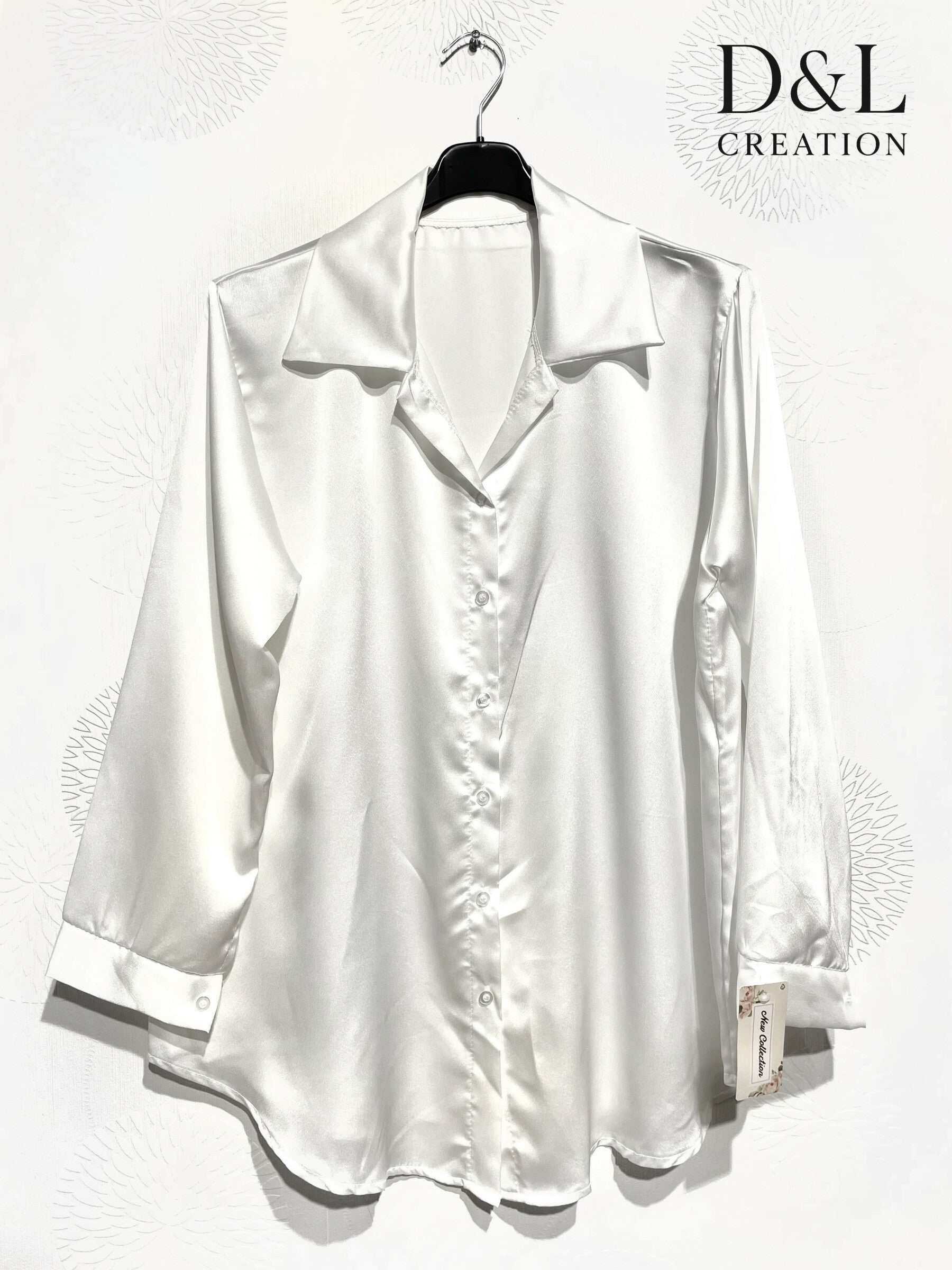 Solid satin skjorta i stor storlek 38 till 48