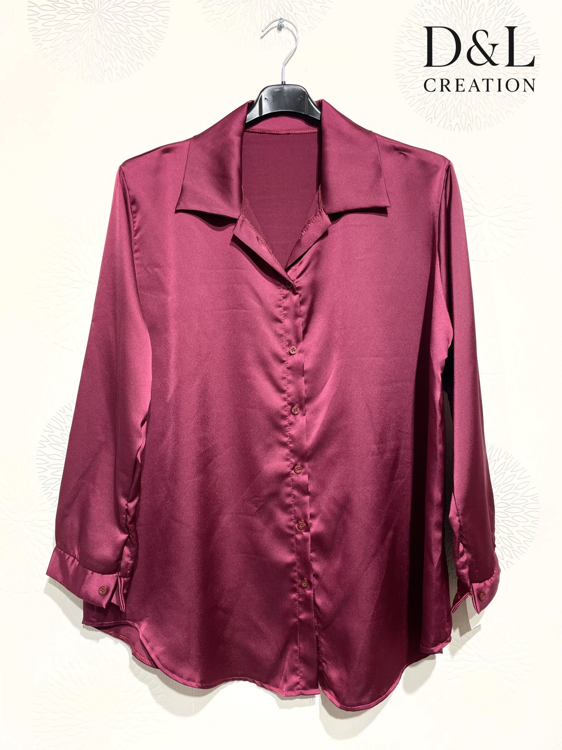 Solid satin shirt sizes 38 to 48 i Stor Storlek