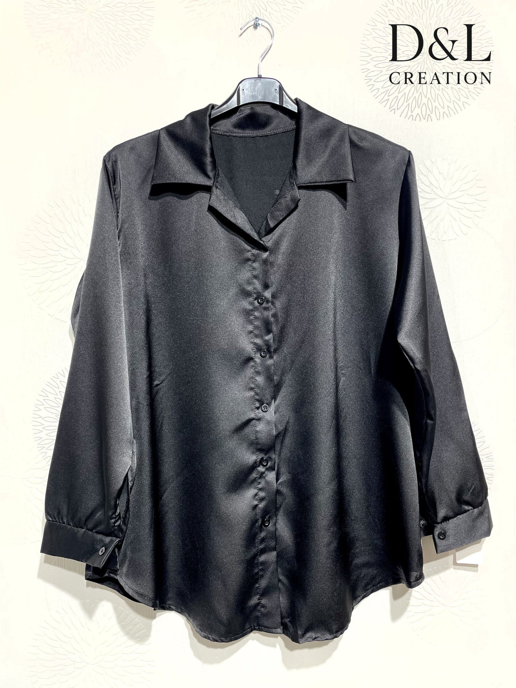 Solid satin shirt sizes 38 to 48 i Stor Storlek