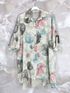 Plus Size Extra Wide Cotton Shirt med Tryck T40 till T58