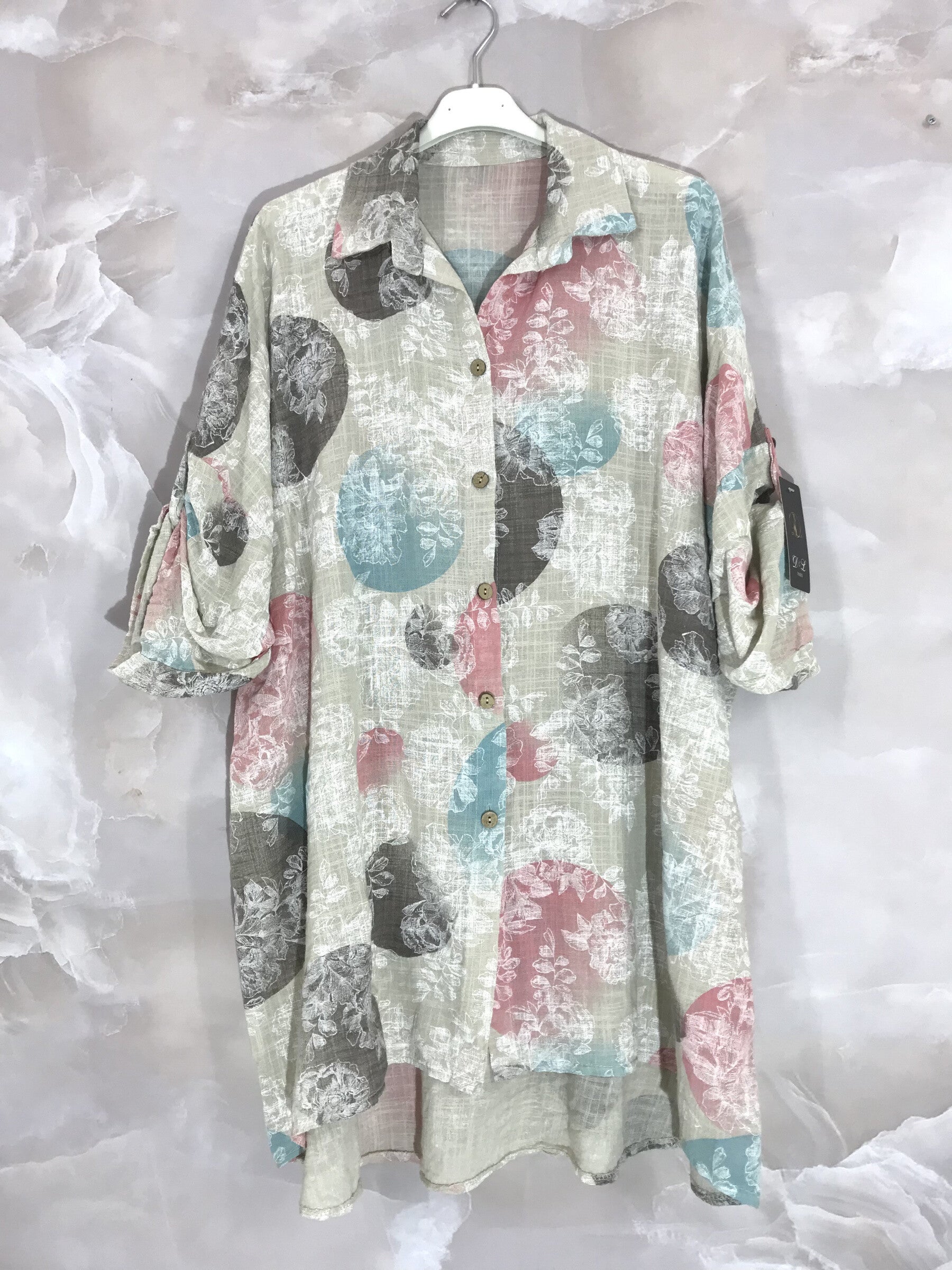 Plus Size Extra Wide Cotton Shirt med Tryck T40 till T58