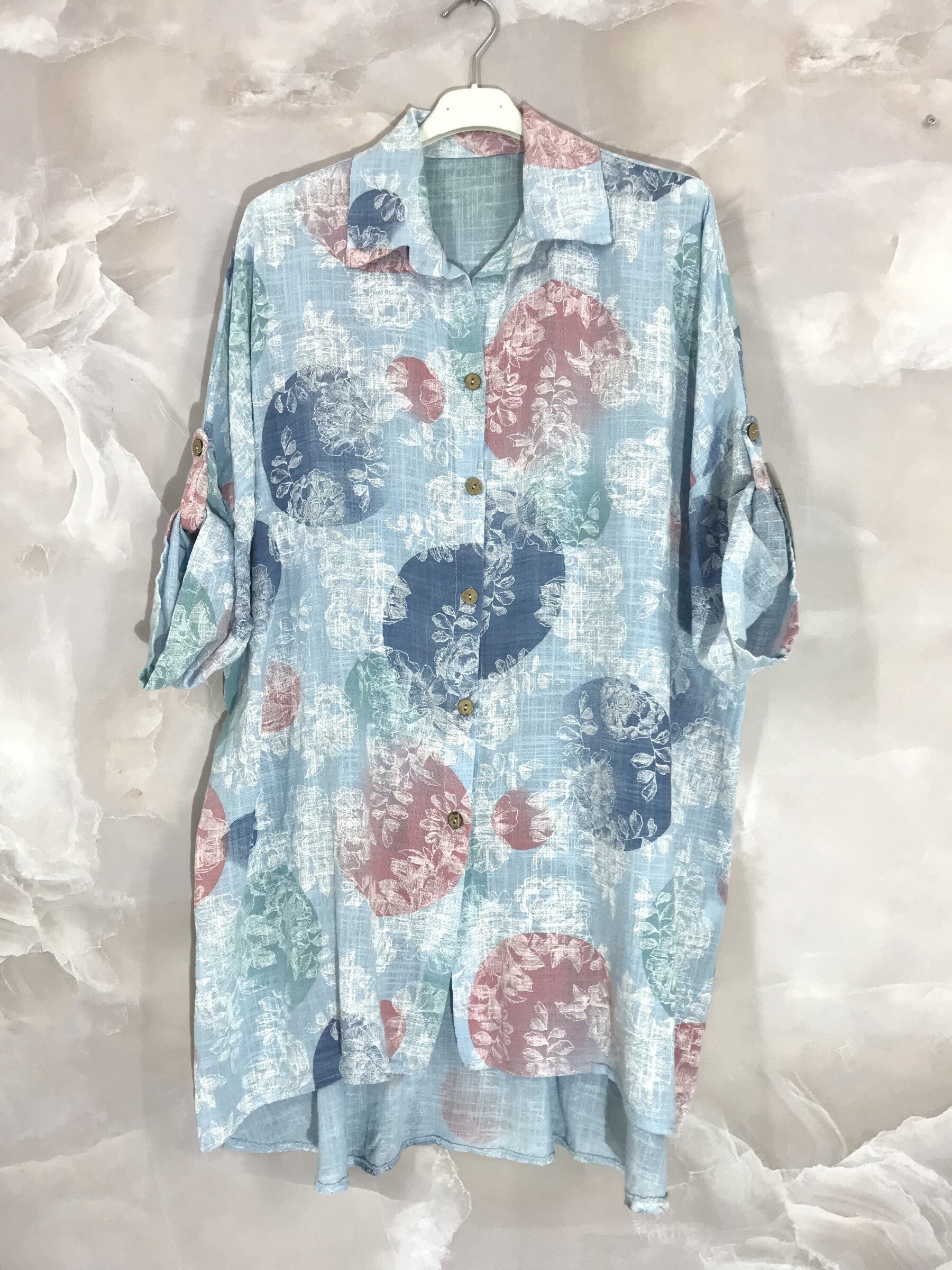 Plus Size Extra wide cotton shirt printed T40 to T58