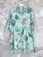 Plus Size Extra Wide Cotton Shirt med Tryck T40 till T58