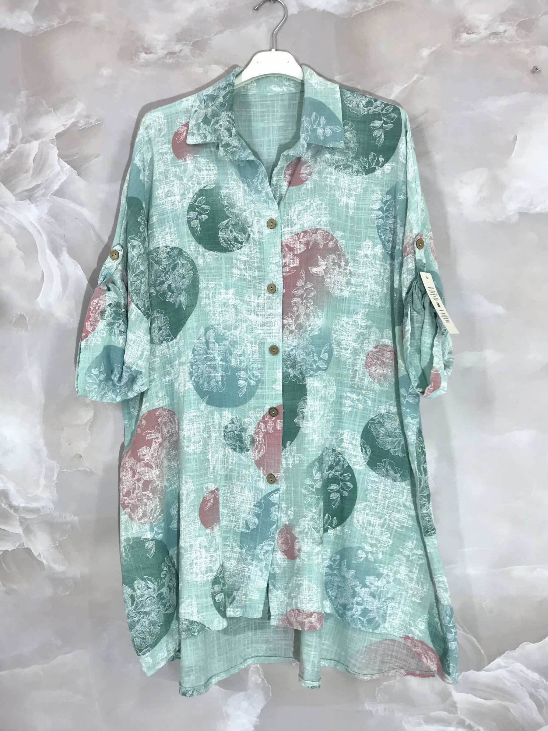 Plus Size Extra Wide Cotton Shirt med Tryck T40 till T58