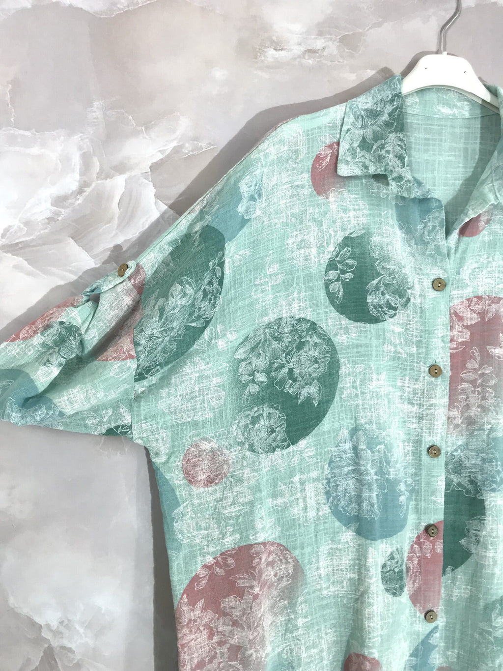 Plus Size Extra Wide Cotton Shirt med Tryck T40 till T58