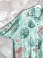 Plus Size Extra Wide Cotton Shirt med Tryck T40 till T58