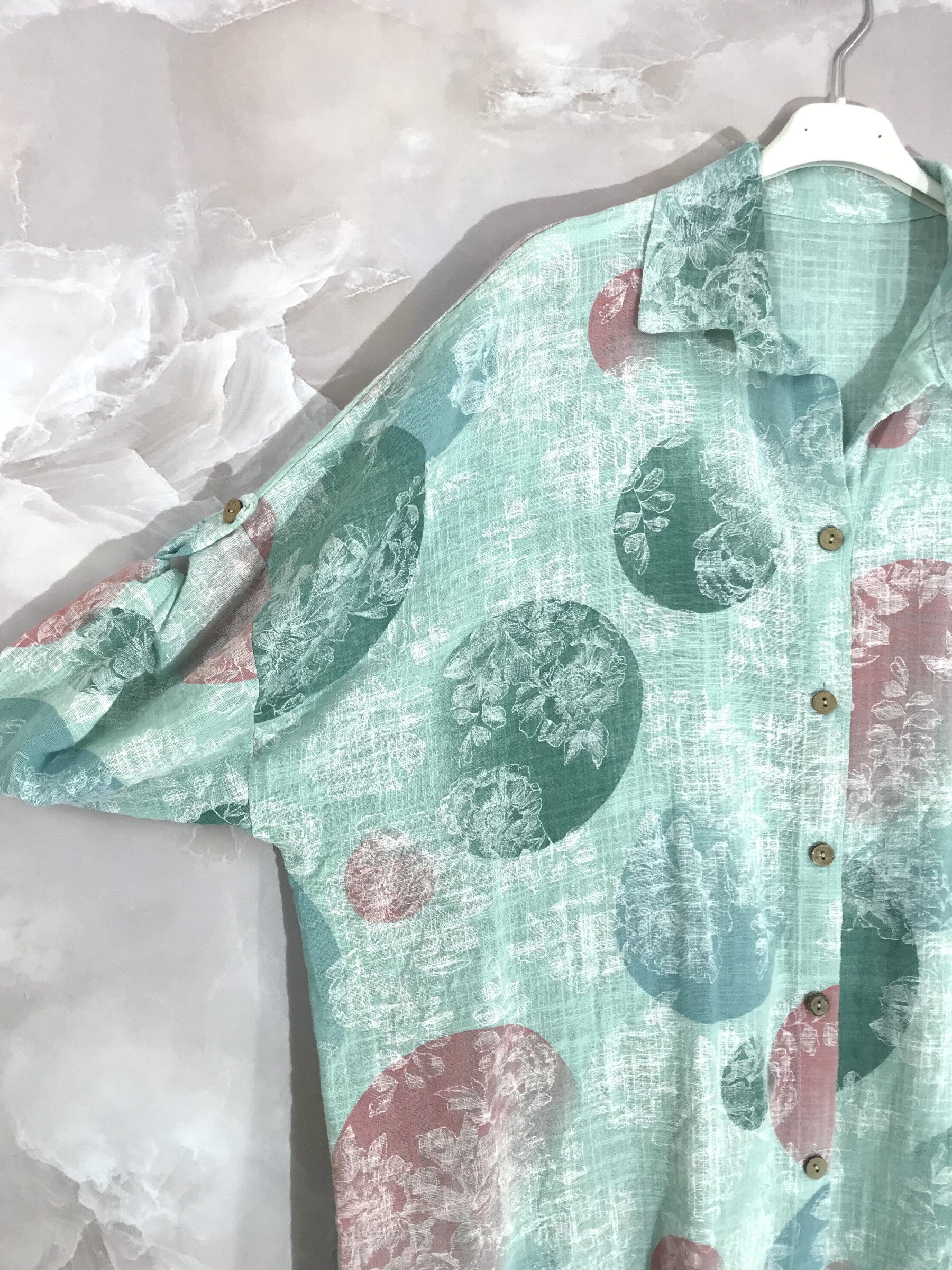 Plus Size Extra Wide Cotton Shirt med Tryck T40 till T58
