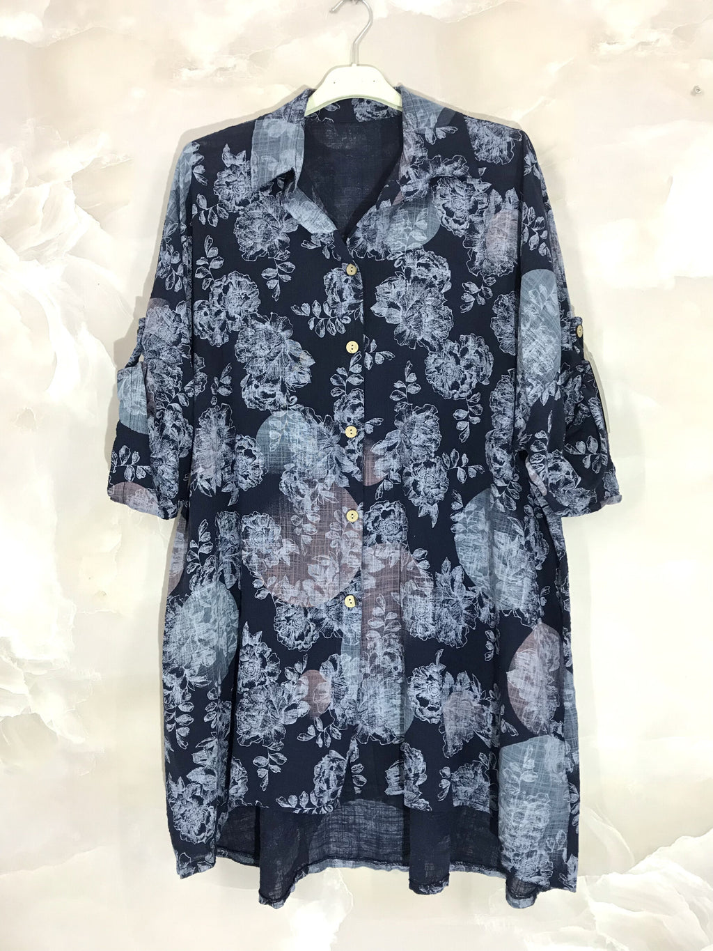 Plus Size Extra wide cotton shirt printed T40 to T58