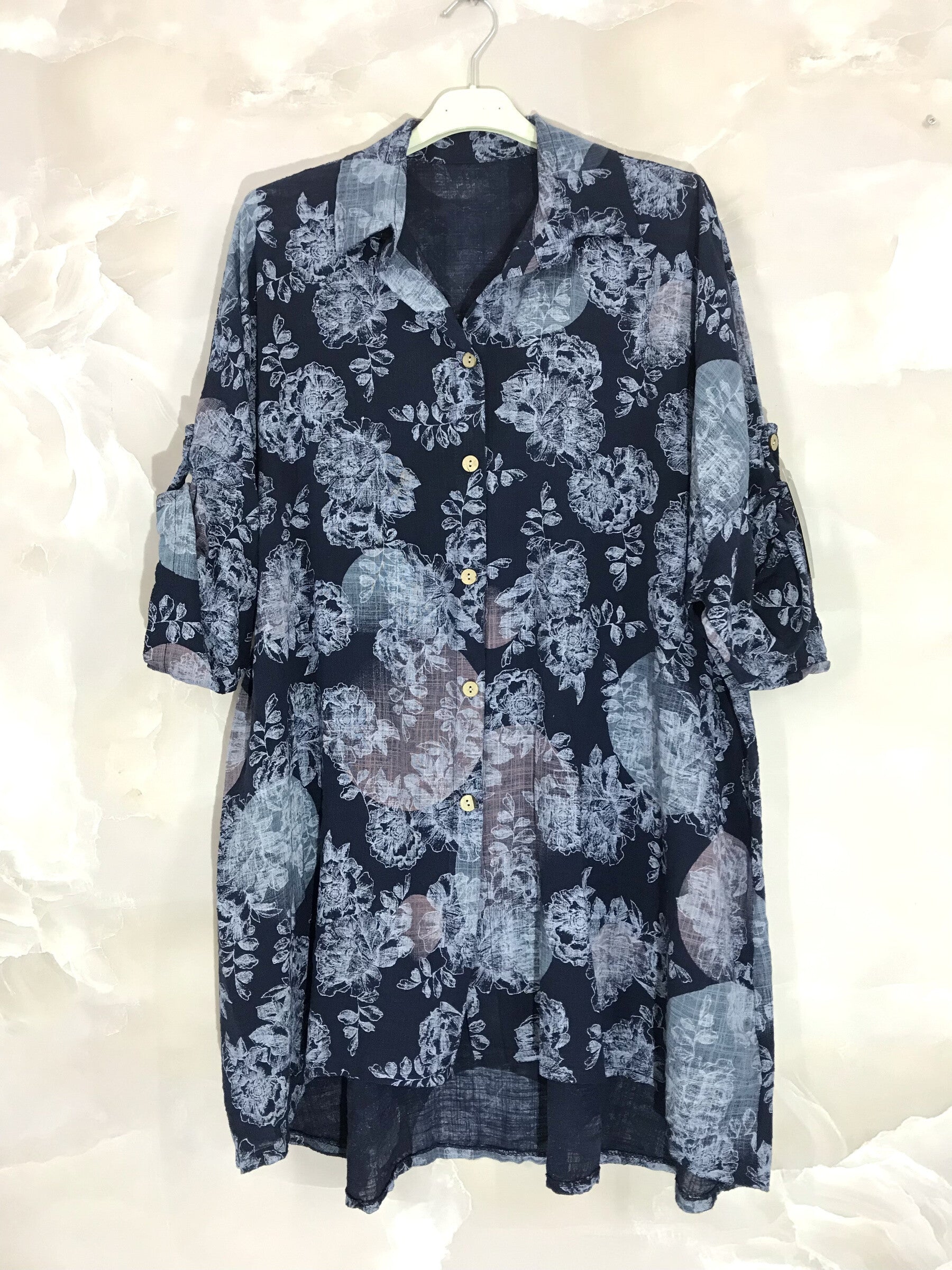 Plus Size Extra wide cotton shirt printed T40 to T58