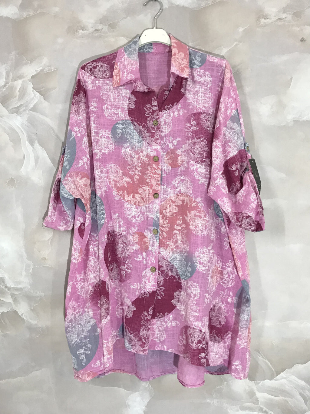 Plus Size Extra Wide Cotton Shirt med Tryck T40 till T58