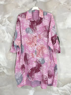 Plus Size Extra Wide Cotton Shirt med Tryck T40 till T58