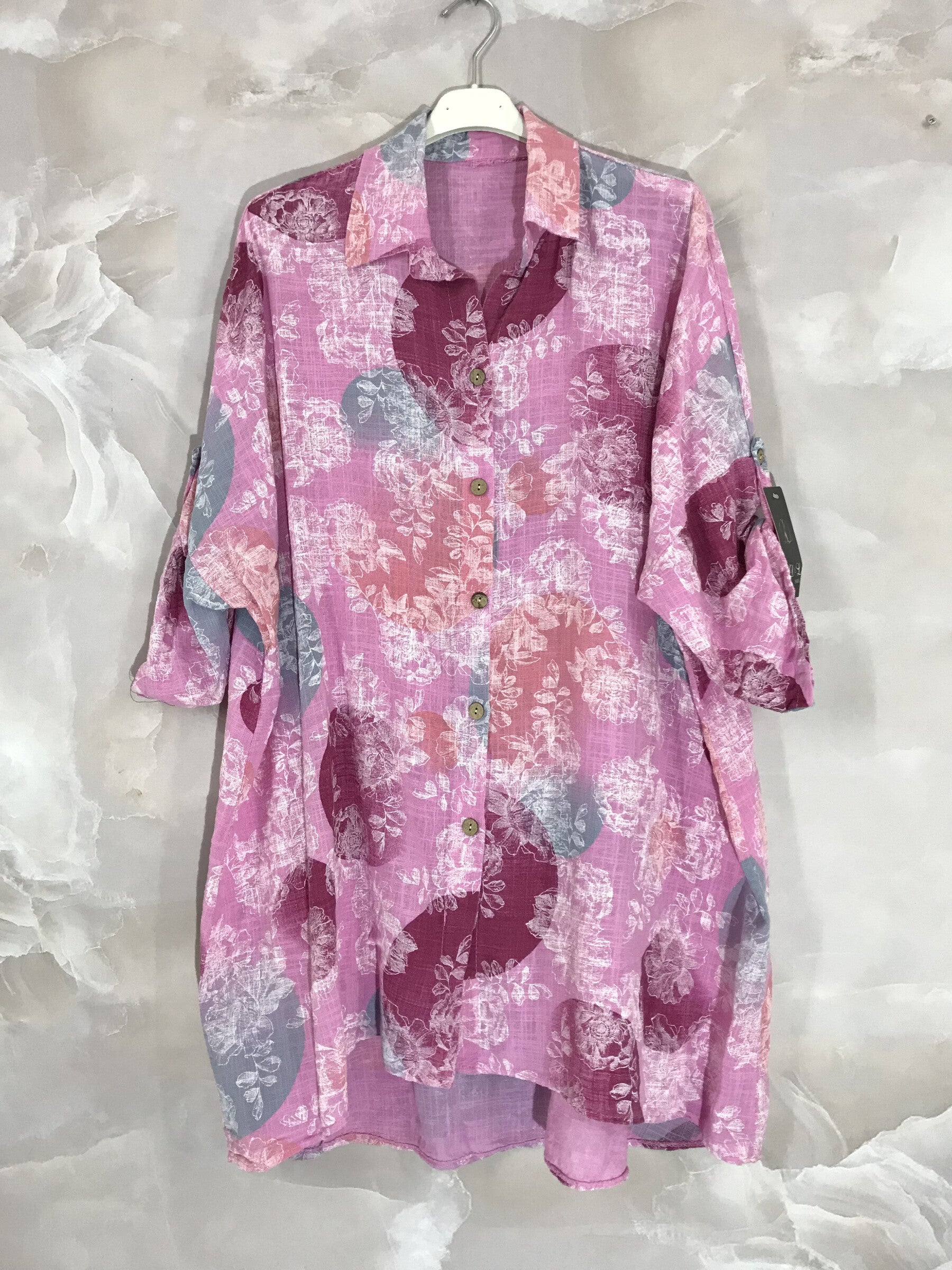 Plus Size Extra Wide Cotton Shirt med Tryck T40 till T58
