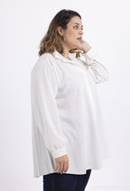 Plus Size Scuba Crepe Skjorta med Plisserad Bak