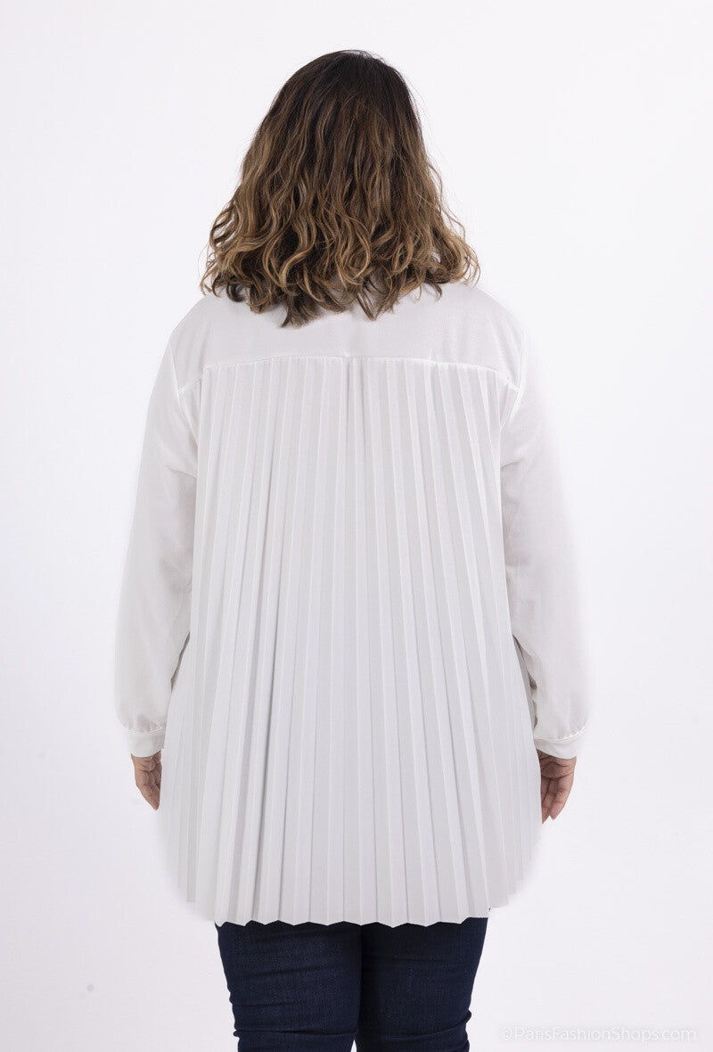 Plus Size Scuba crepe shirt with pleated back