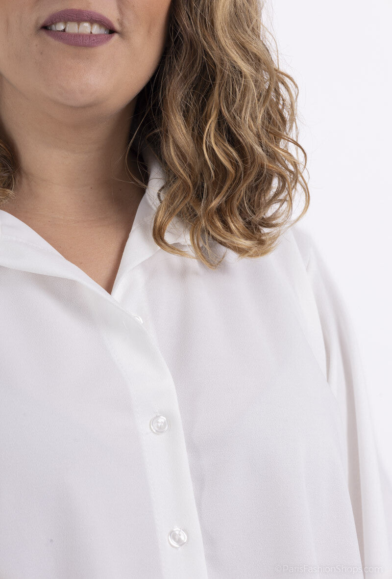 Plus Size Scuba Crepe Shirt with Pleated Back