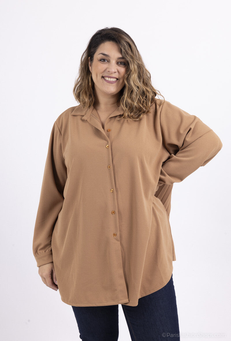 Plus Size Scuba crepe shirt with pleated back