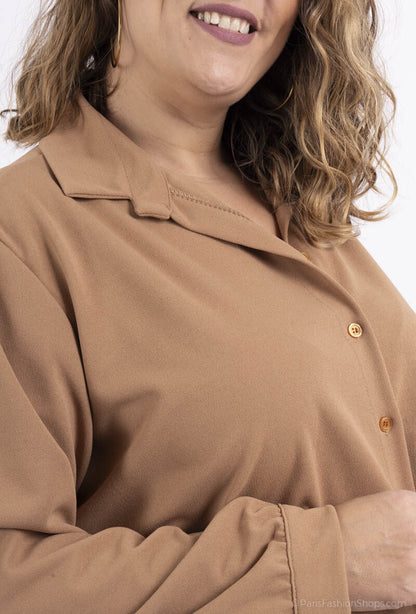 Plus Size Scuba Crepe Shirt with Pleated Back
