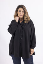 Plus Size Scuba Crepe Skjorta med Plisserad Bak