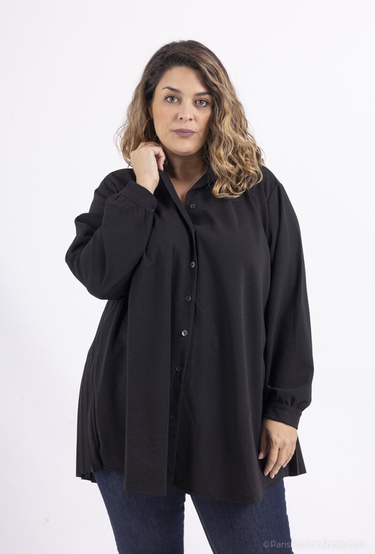 Plus Size Scuba Crepe Shirt with Pleated Back