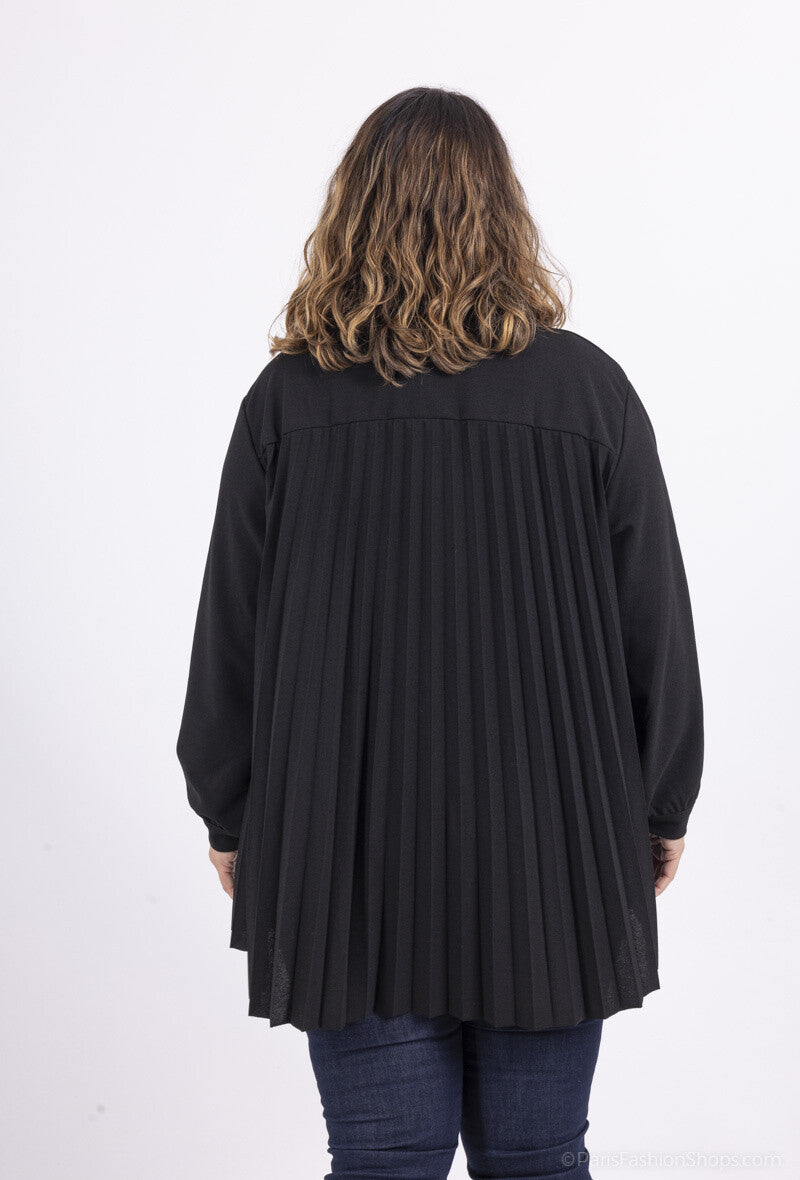 Plus Size Scuba Crepe Shirt with Pleated Back