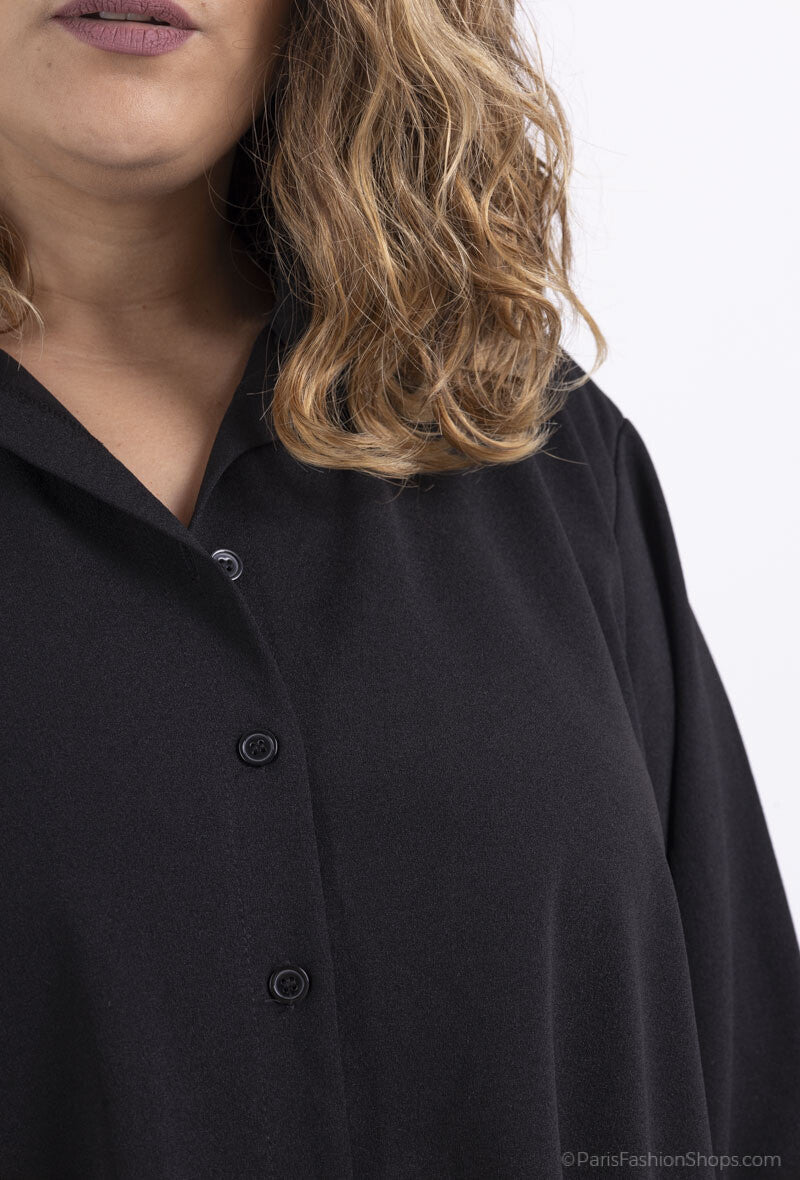 Plus Size Scuba Crepe Shirt with Pleated Back