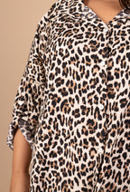 Flödande leopardblus i Plus Size