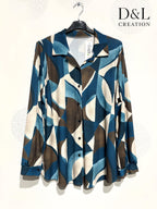Ultra-stretch printed shirt sizes 38 to 50 Stora Storlekar