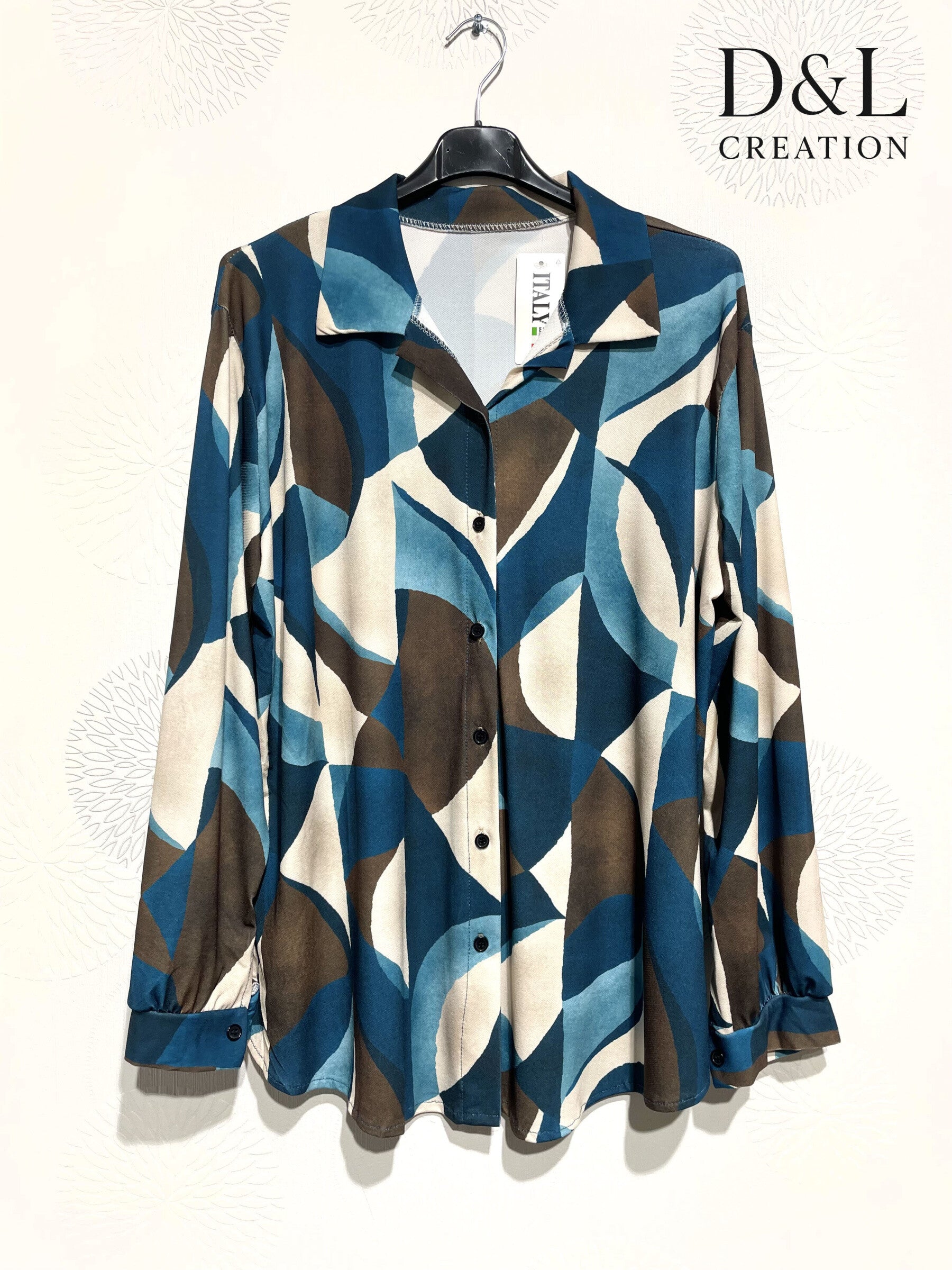 Ultra-stretch printed shirt sizes 38 to 50 Stora Storlekar