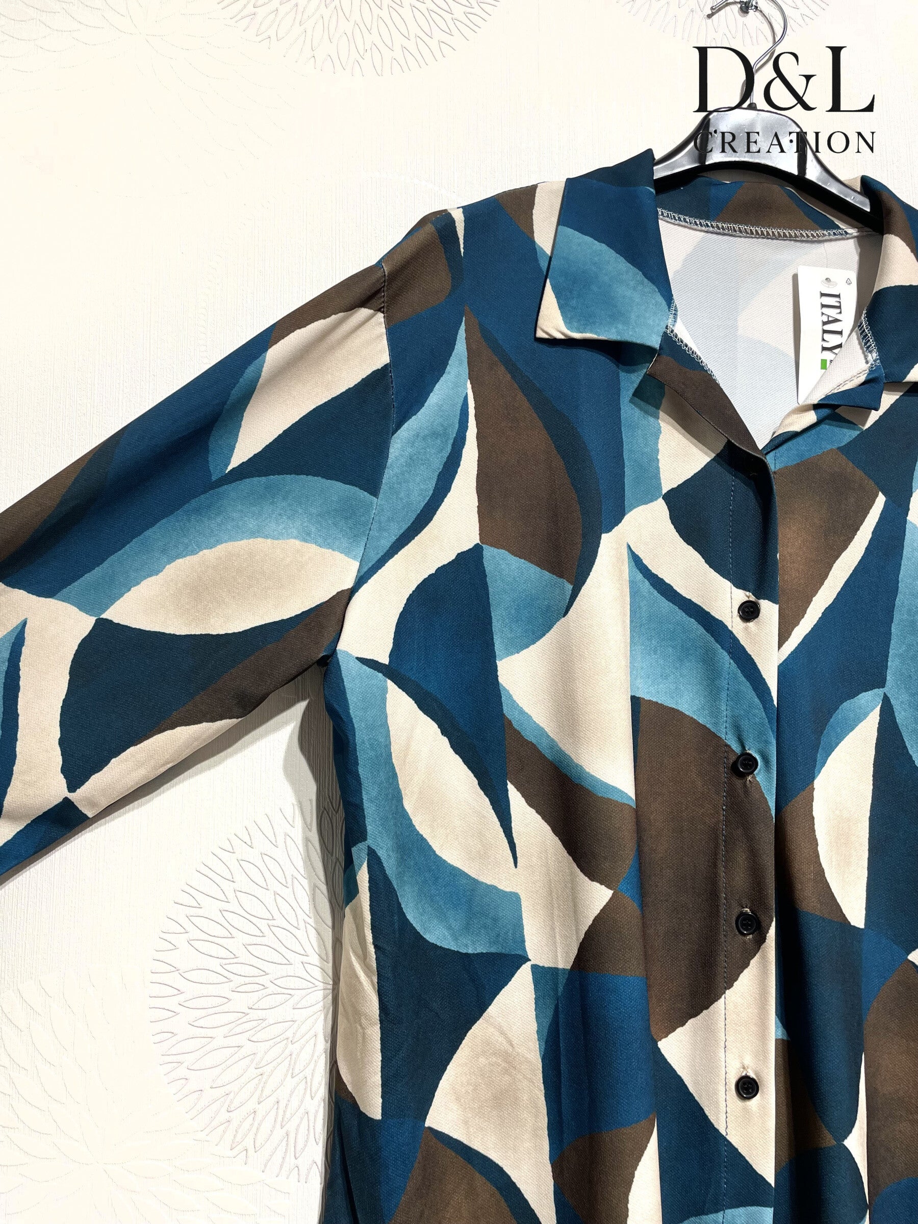 Ultra-stretch printed shirt i stora storlekar