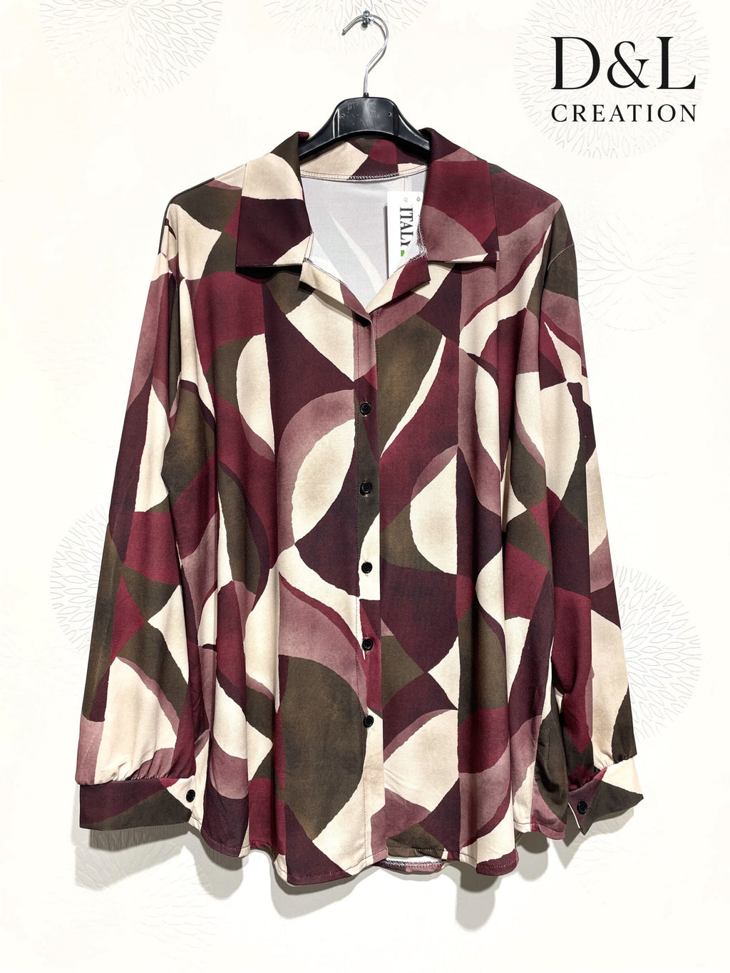 Ultra-stretch printed shirt i stora storlekar