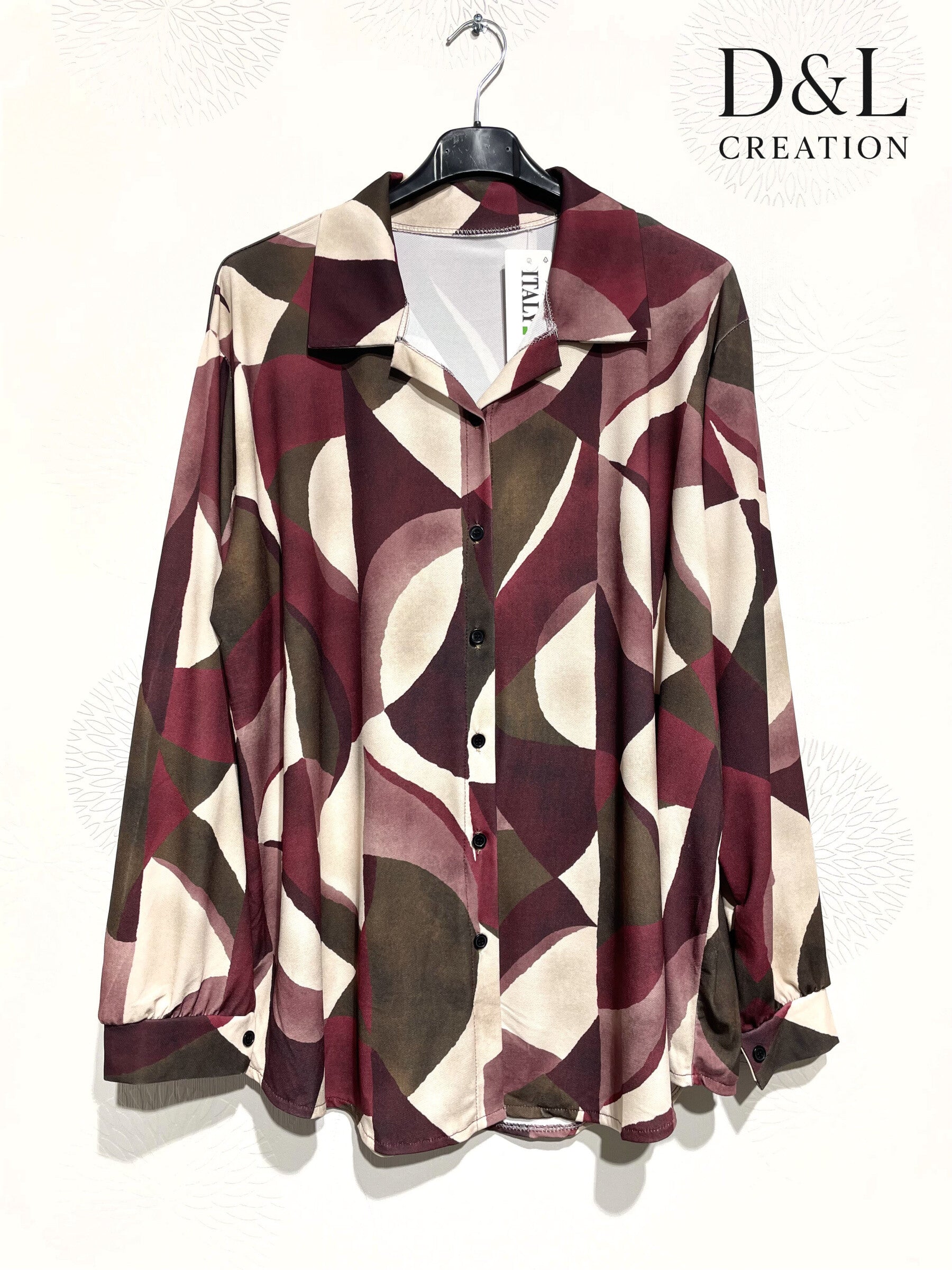 Ultra-stretch printed shirt i stora storlekar
