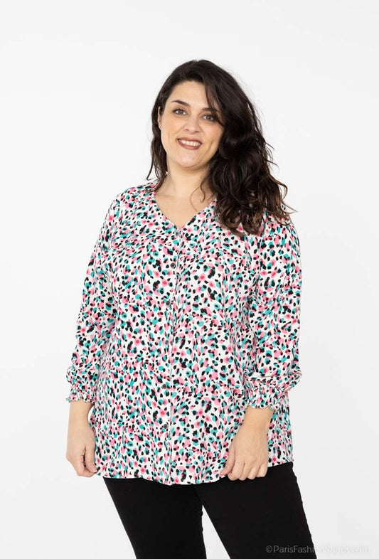 Plus Size Tryckt Skjorta