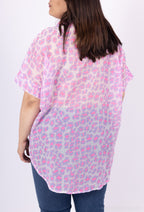 Plus Size Leopard Print Cotton Veil Shirt