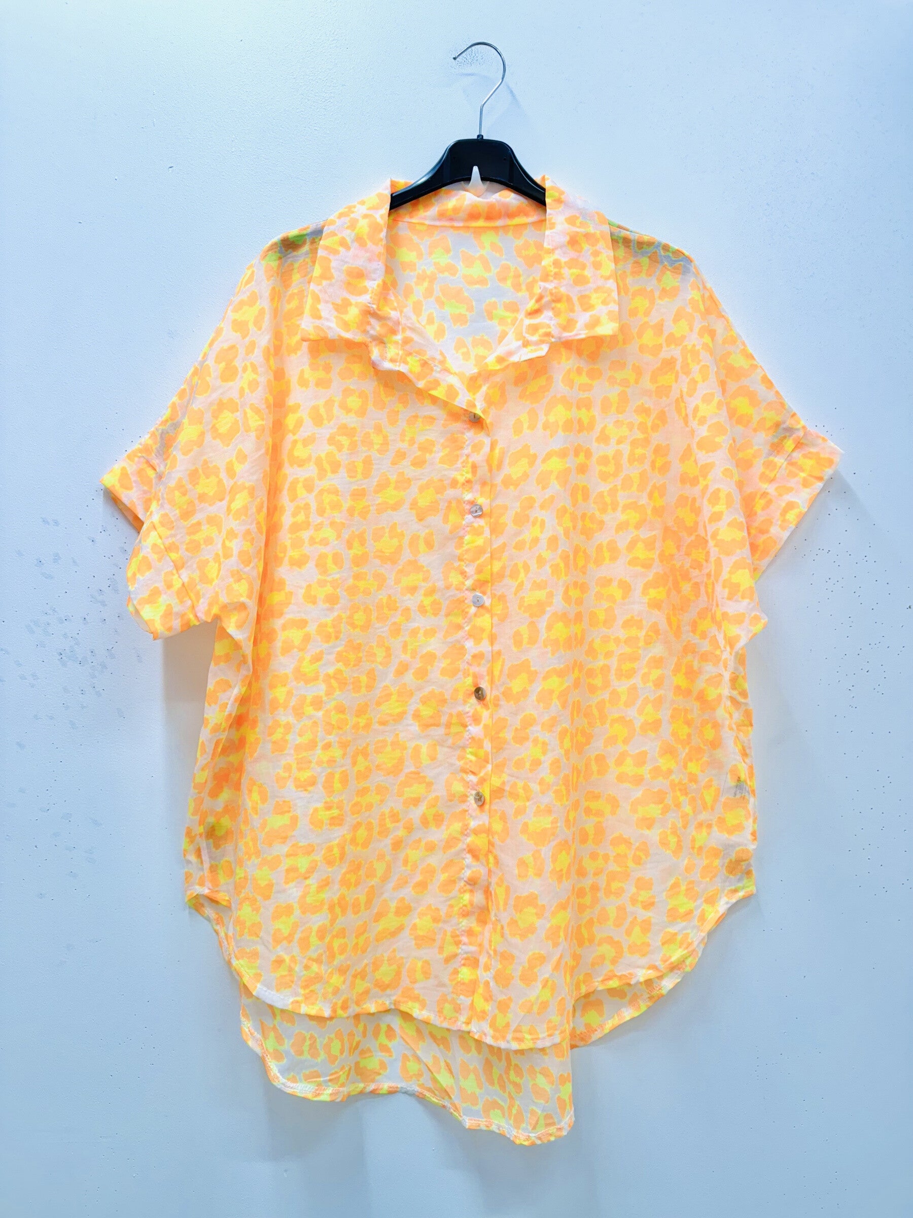 Plus Size Leopard Print Cotton Veil Shirt