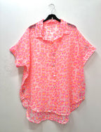 Plus Size Leopard print cotton veil shirt