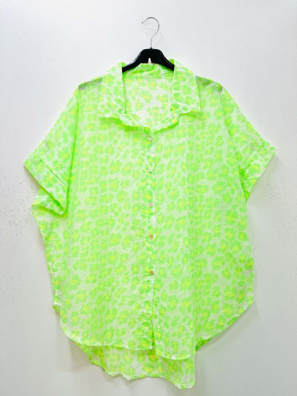 Plus Size Leopard print cotton veil shirt