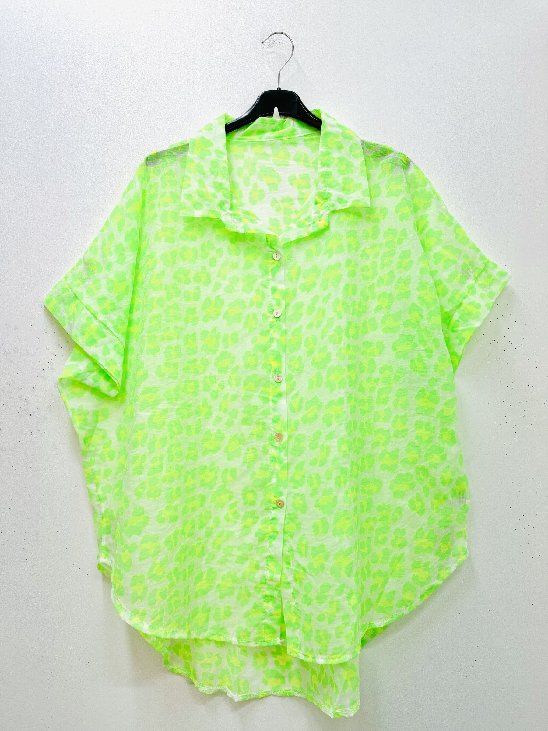 Plus Size Leopard print cotton veil shirt