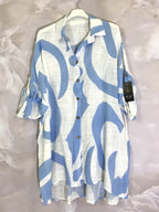 Plus Size Long -sized Linst buttoned shirt cotton effect linen effect