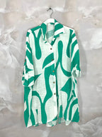 Långstor Linst Buttoned Shirt i Stor Storlek med Linneffekt