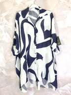 Plus Size Long -sized Linst buttoned shirt cotton effect linen effect