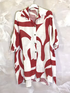 Plus Size Long -sized Linst buttoned shirt cotton effect linen effect