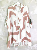 Long -sized Linst buttoned shirt cotton effect linen effect i Stor Storlek