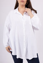 Plus Size Cotton gauze long shirt