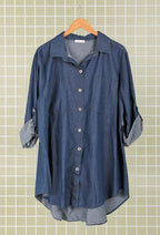 Plus Size Lång Denimskjorta