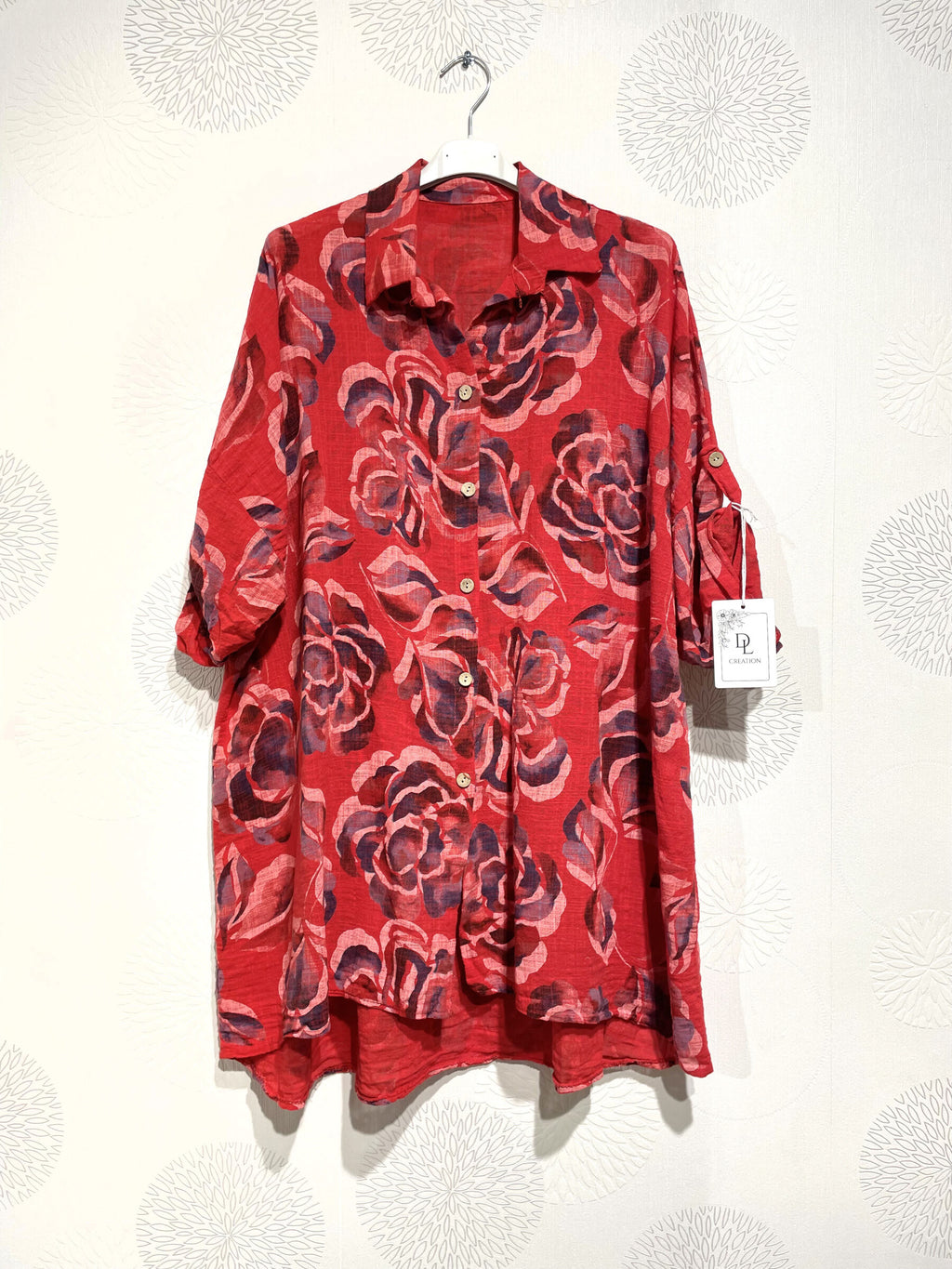 Plus Size Large large cotton shirt printed flowers T40 to T58